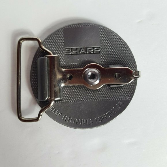 Vtg 80s Sharp Electronics Employee Belt Buckle Silver Tone Equations Nerd Geek - Picture 3 of 5
